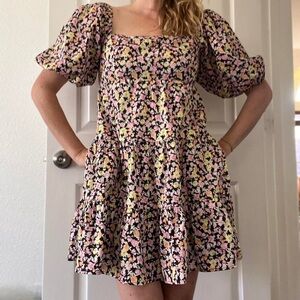 Wayf Multicolor Floral Midi Dress large